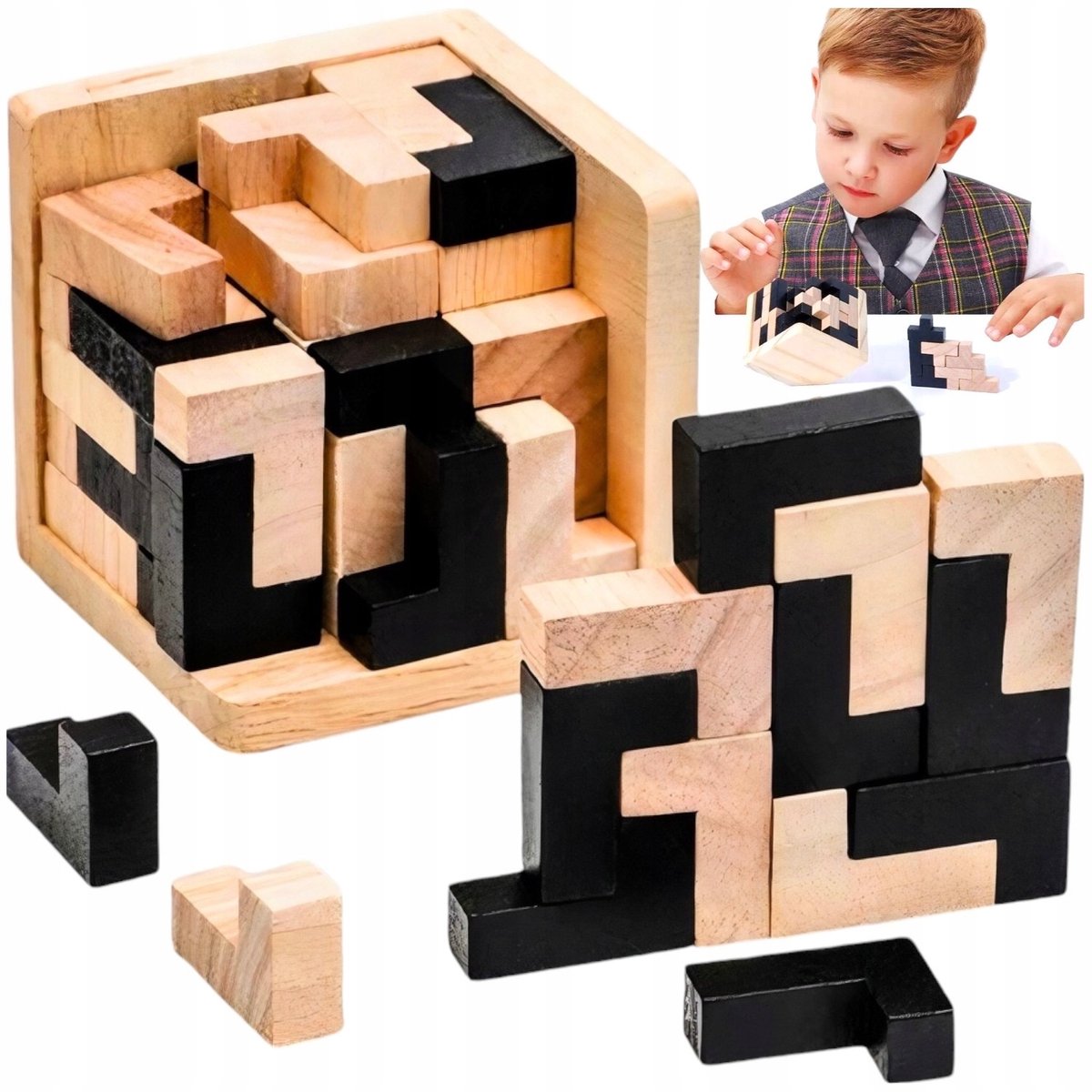 3D Houten Educatieve Kubus Puzzel - Creatieve Hersenkraker