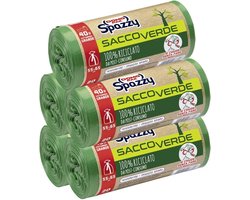 Cuki0 Domopak Spazzy zak, groen, 100% gerecycled, voor nagebruik – Casalingo 40 l – groen – 5 verpakkingen à 20 stuks - ShopVlot