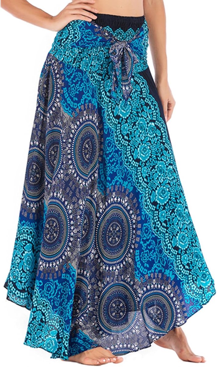 Adigaber Women's Long Printed Chiffon Skirt Bohemian One Size Maxi Skirt Adjustable Belt Dress Holiday Summer Skirt - ShopVlot