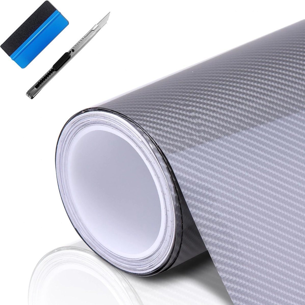 NEWL Silver 6D Carbon Fiber Stickers High Gloss Car Carbon Fiber Vinyl Film Car Interior Waterproof and Anti-Scratch - ShopVlot