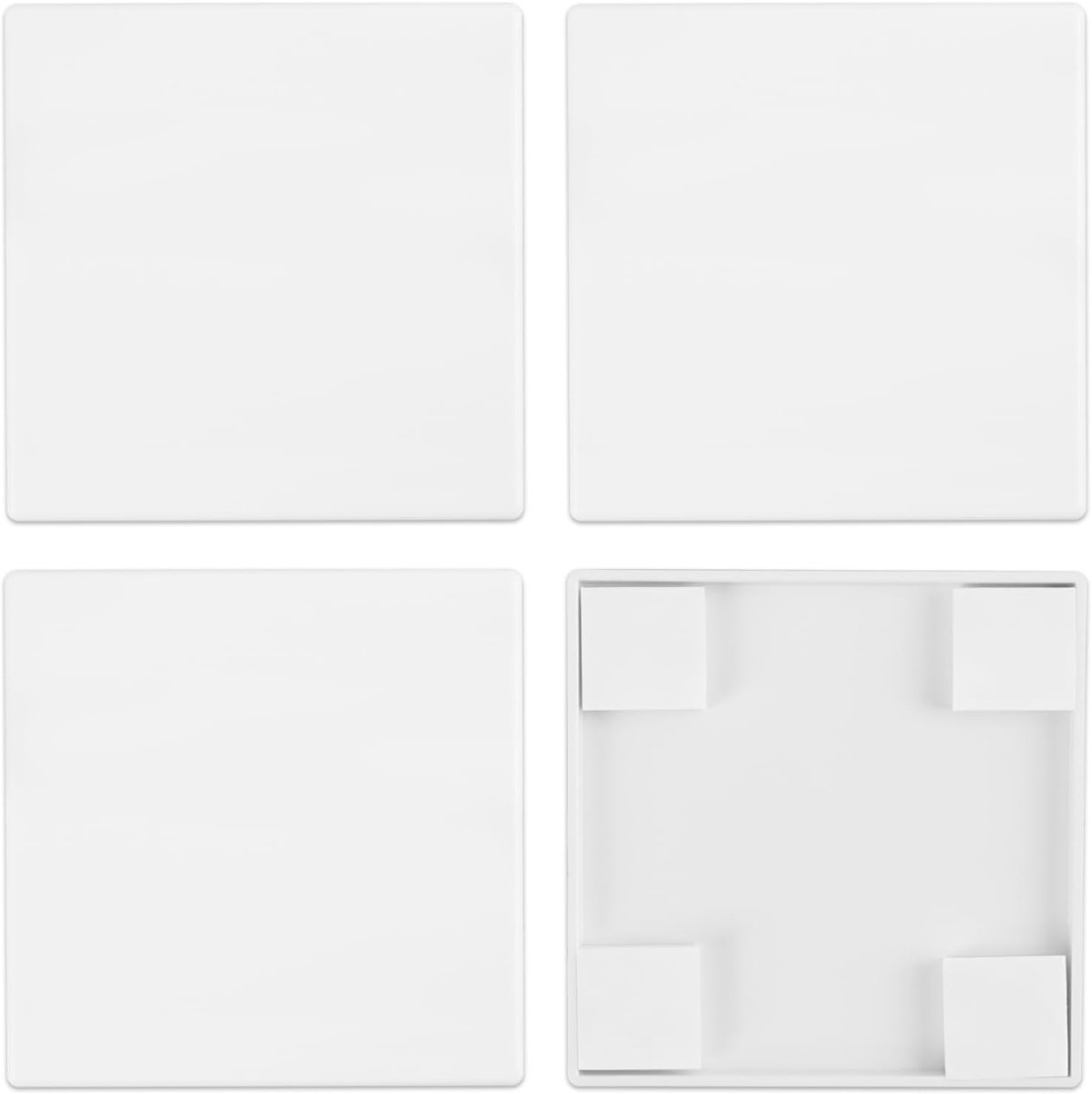 Pack of 4 Blind Cover, Flush-Mounted 8.6 x 8.7 cm, Blind Wall Plate, Plastic, Screwless, Blank, Sockets, Blind Cover - ShopVlot