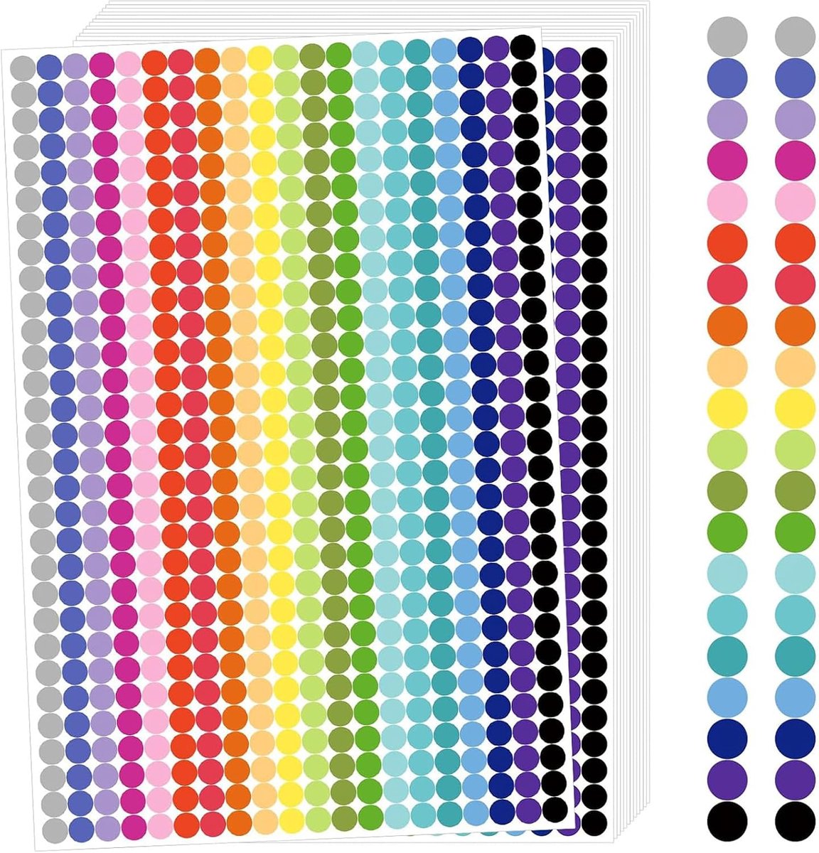 4800 zelfklevende ronde stickers, 6 mm, 10 vellen kleurrijke zelfklevende etiketten voor kleurcodering, kantoor - ShopVlot
