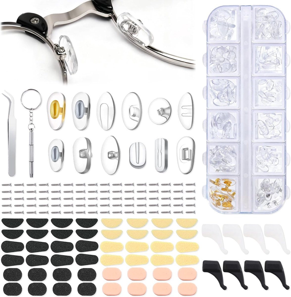 88 Pairs Nose Pads for Glasses, Multicolor Silicone Nose Pads for Glasses, Adhesive and Screwable Glass Nose Pad Set - ShopVlot