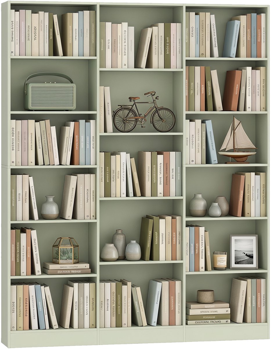 HOMCOM Boekenplank - Spaanplaat - 149 x 23,6 x 188 cm - Groen