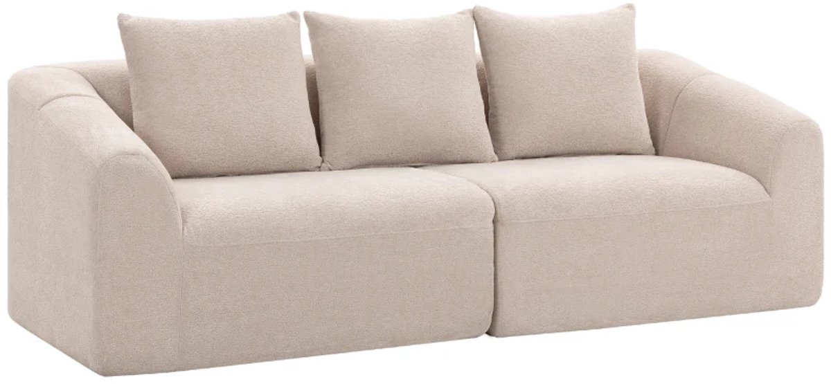 3-zitsbank - Chenille Wolkenbank zonder Frame - Dikke Veerkernvulling - Extra Brede Zitting - 3 Kussens - Beige