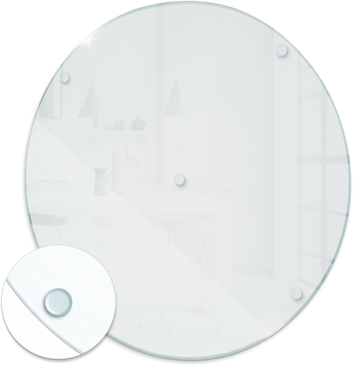 ArtPrintCave – Transparante Glazen Snijplank – Ø40 cm – Gehard Glas – Ronde keukenplank – Siliconen voetjes