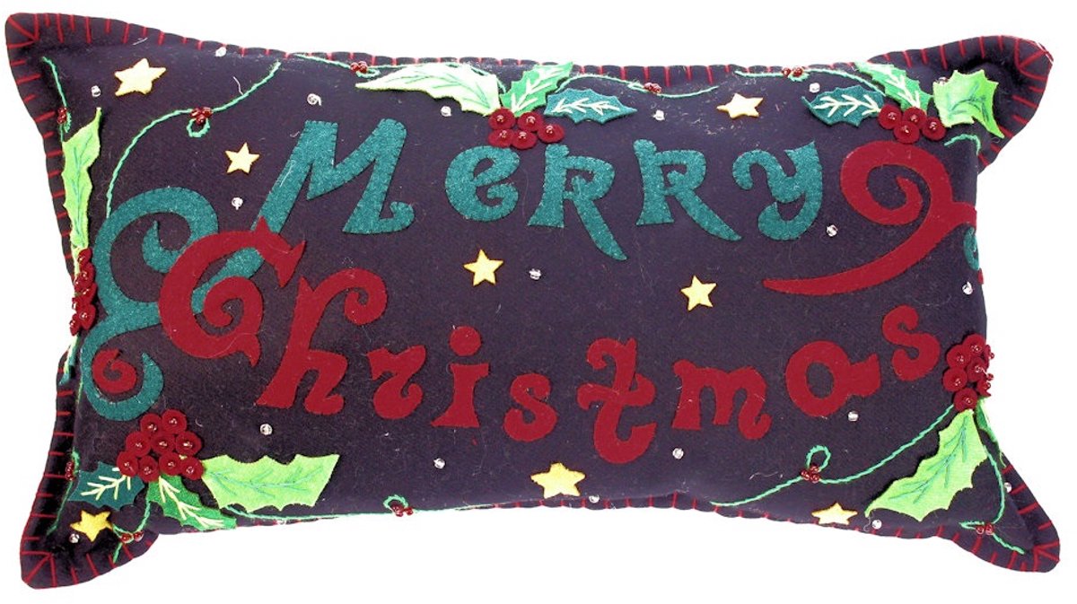 Kussen Merry Christmas, vilt incl. vulling 51x10,5x29cm
