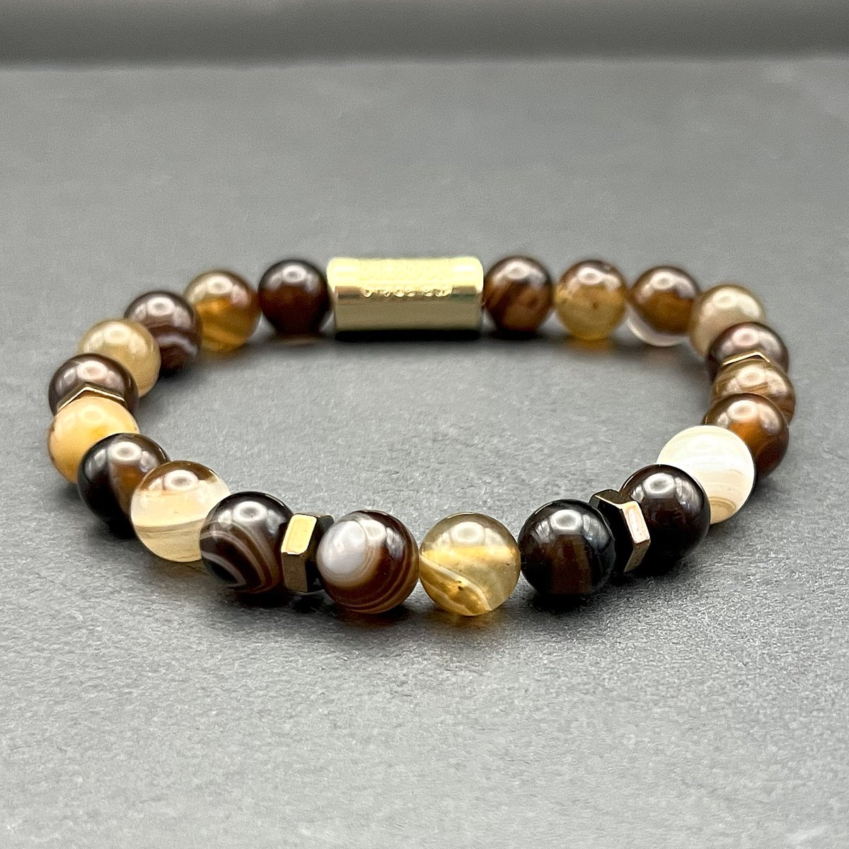 Dragon Bracelets® - Dames Armband - Essentials Cappuccino - Bruin - Wit - Natuurstenen