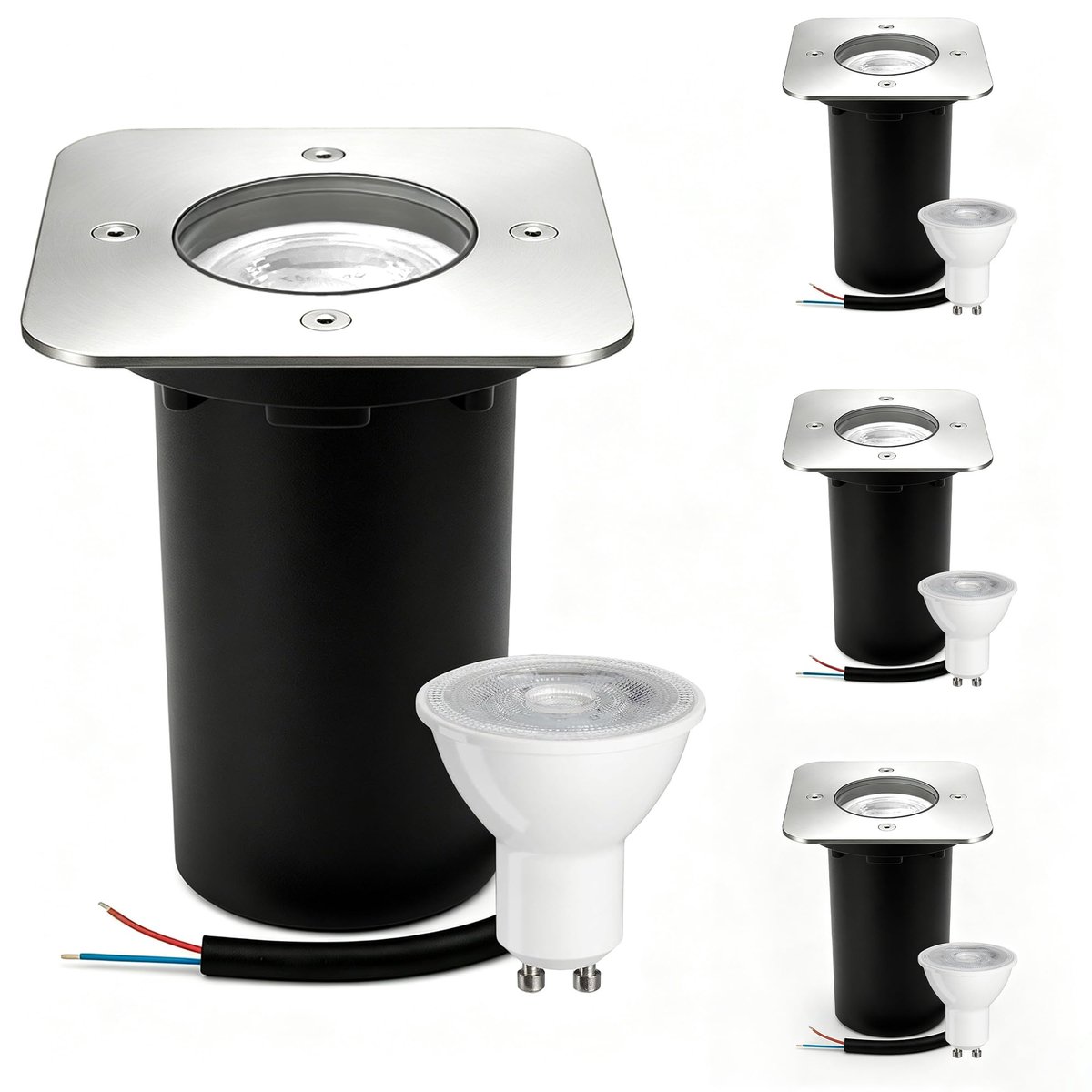 JNR Roestvrij Staal Vloerspots voor Buiten, IP65 Waterdichte, Zilver 4 Pack - ShopVlot
