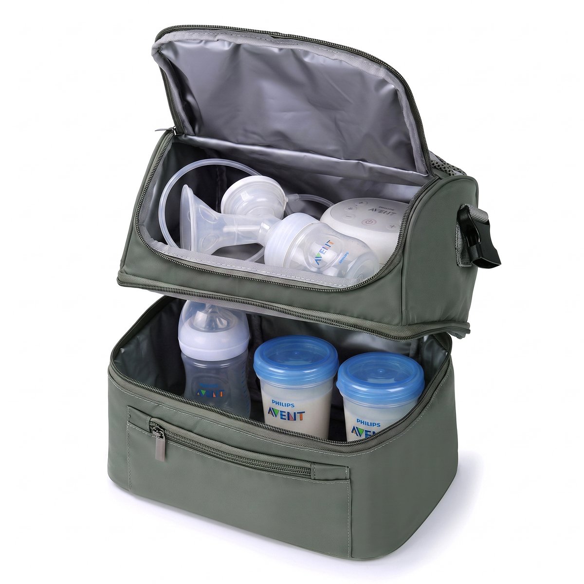 Brisby Kolftas 11 Liter – Koeltas voor Moedermelk & Borstkolf – 2 Geïsoleerde Vakken – Inclusief 2 Koelelementen – Tot 10 Uur Koel - Misty Green — cadeau in Cadeau-ideeën - foto 4