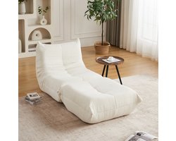 MIVRAY Zitzak 185 x 94 x 71 cm Met Hoge Rugleuning En Voetensteun Voor Woonkamer, Slaapkamer En Speelkamer Van Chenille Beige