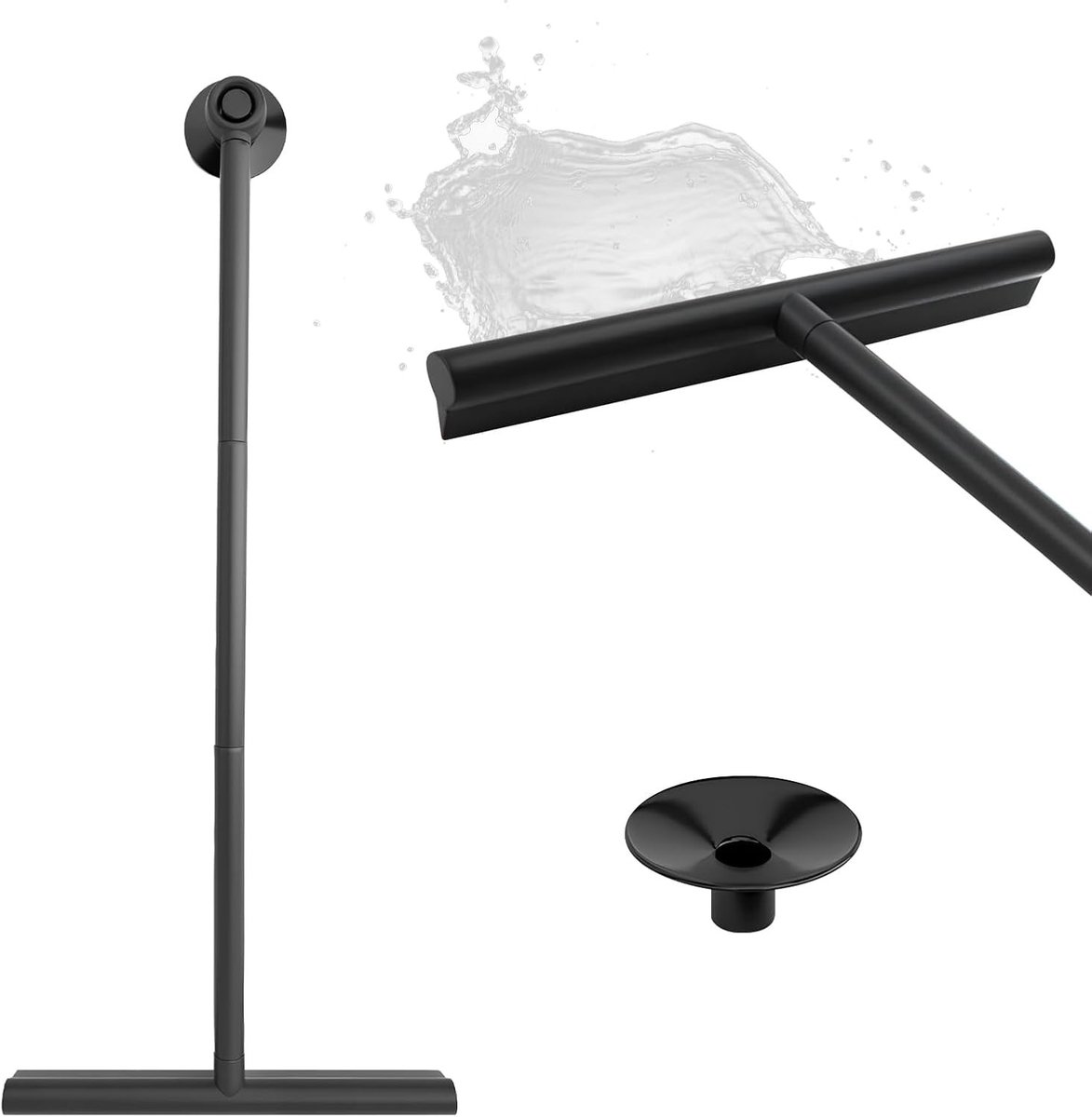 Uitschuifbare douchewisser - Zwart - 30-89 cm - TPE en kunststof - Voor badkamer en glas