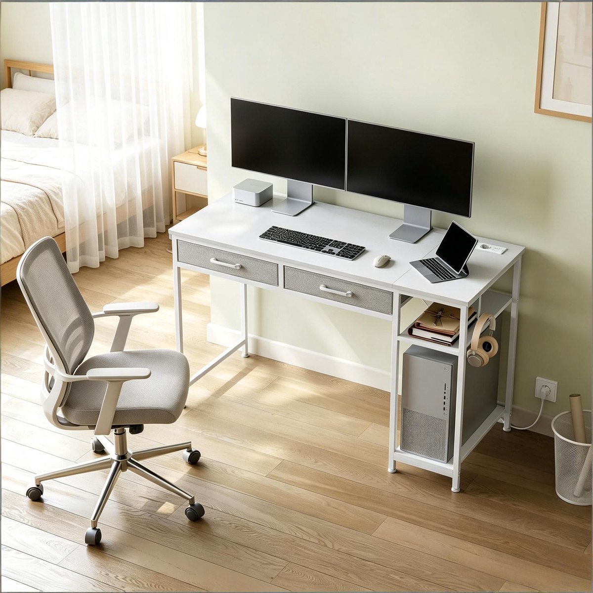 Bureau - met laden en opbergruimte - wit - afmetingen 120 x 51 x 75 cm - voor een praktische werkplek - voor dagelijks gebruik