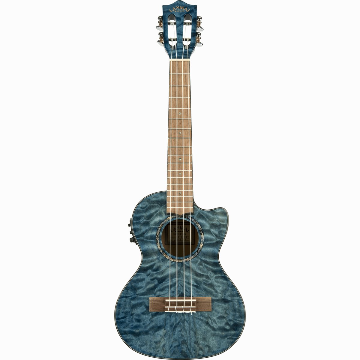 LANIKAI LKUQMBLCET Tenorukelele, Quilted Maple Serie, Blue Stain, Voorversterker,