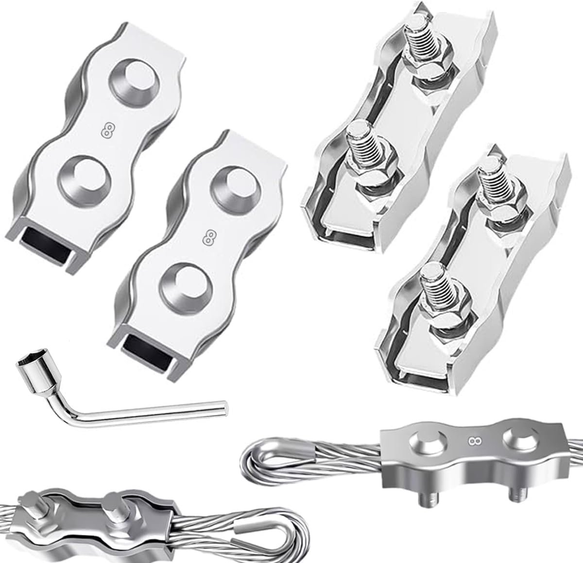 M8 kabelclips 4 stuks - 304 roestvrij staal - duurzame corrosiebestendigheid - ideaal voor kledinglijn - ShopVlot