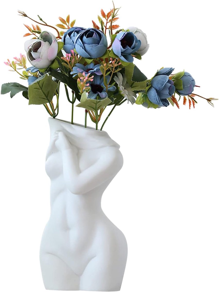Vrouwelijke lichaam vaas - moderne chic boho stijl - keramisch - voor bloemen en make-up - ShopVlot