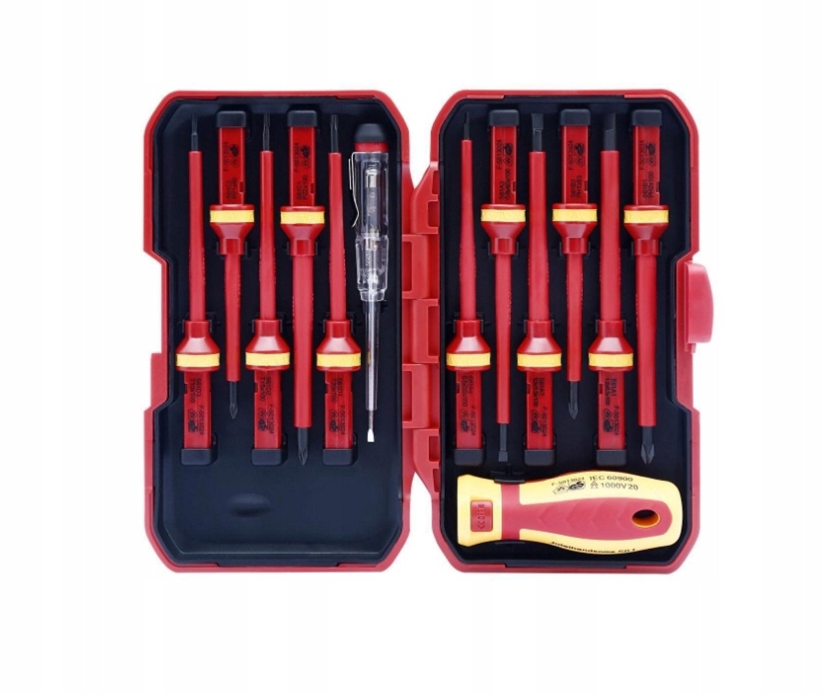Set van 12 Geïsoleerde Schroevendraaiers, 1000V AC / 1500V DC