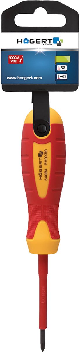 Geïsoleerde Kruiskopschroevendraaier PH1x80mm S2 Staal Magnetisch