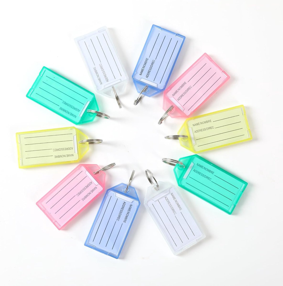 Plastic sleutelhangers 50 stuks - 5 kleuren - herbruikbaar materiaal - ideaal voor het labelen van sleutels - ShopVlot