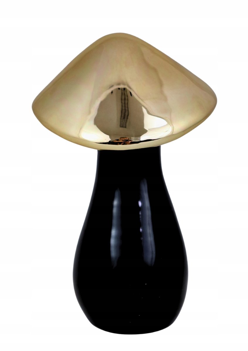 Decoratieve Keramische Paddenstoel Goud-Zwart 22,4 cm Boho Glamour