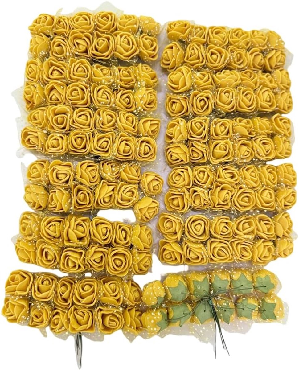 Mini kunstrozen 144pcs - 25mm PE met zachte steel - veelzijdig voor DIY - perfect voor bruiloften - ShopVlot