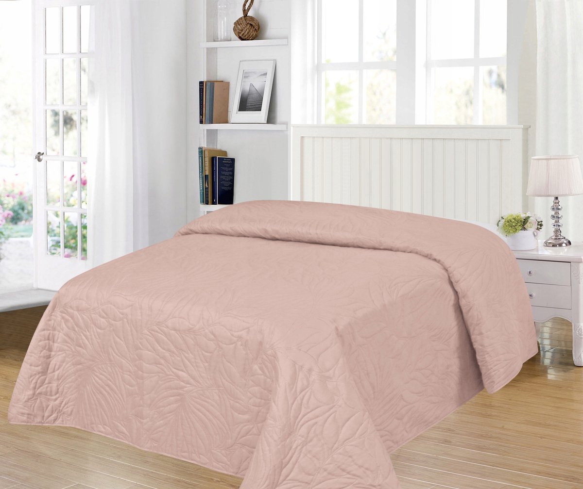 Beige exotische bladeren verspreid 200x220 cm