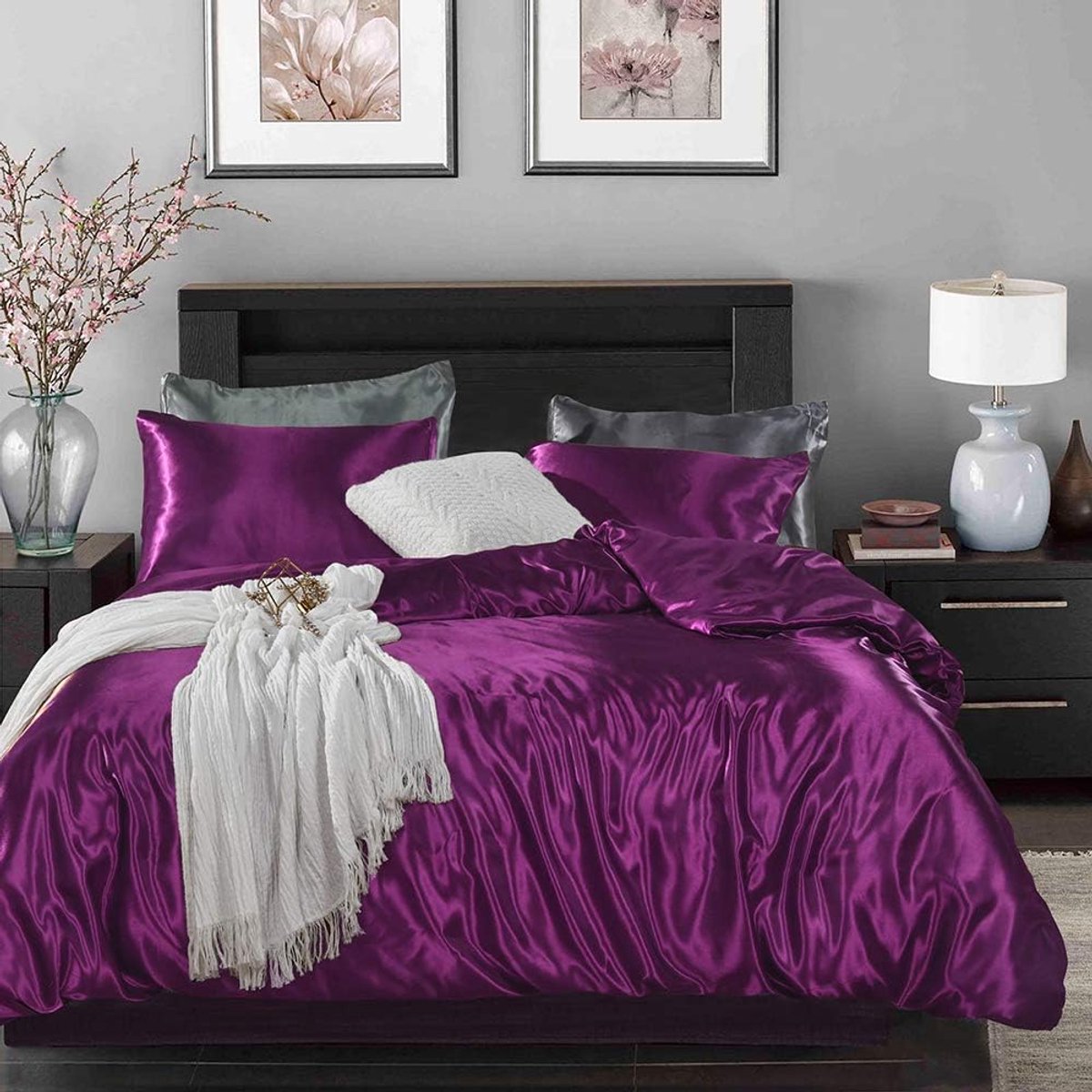 Beddengoed set 135x200 - satijn lila - luxe materiaal - heerlijk slapen - ShopVlot
