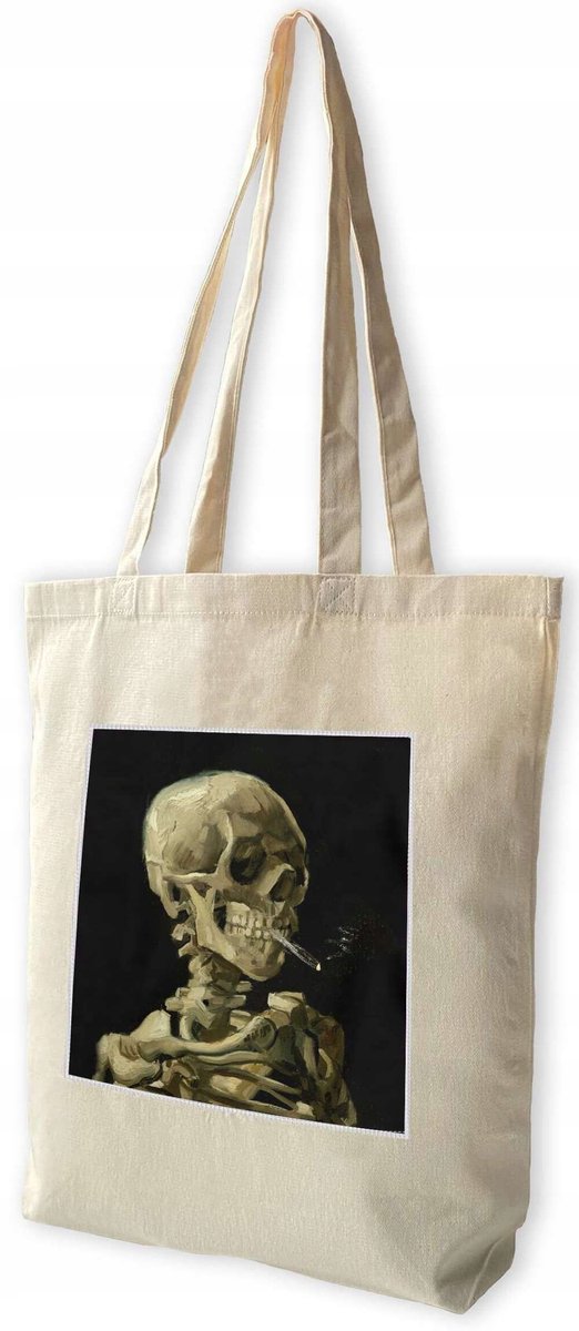 Shopper Tas met Van Gogh "Rokende Schedel" Print - Canvas