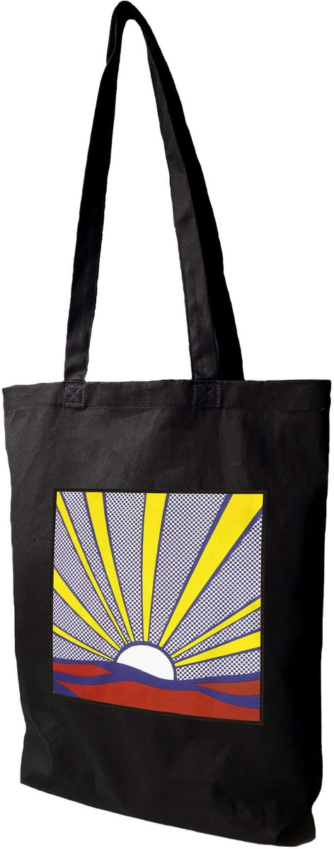 Roy Lichtenstein Landscape Shopper Tas met Opdruk - Zwart/Ecru