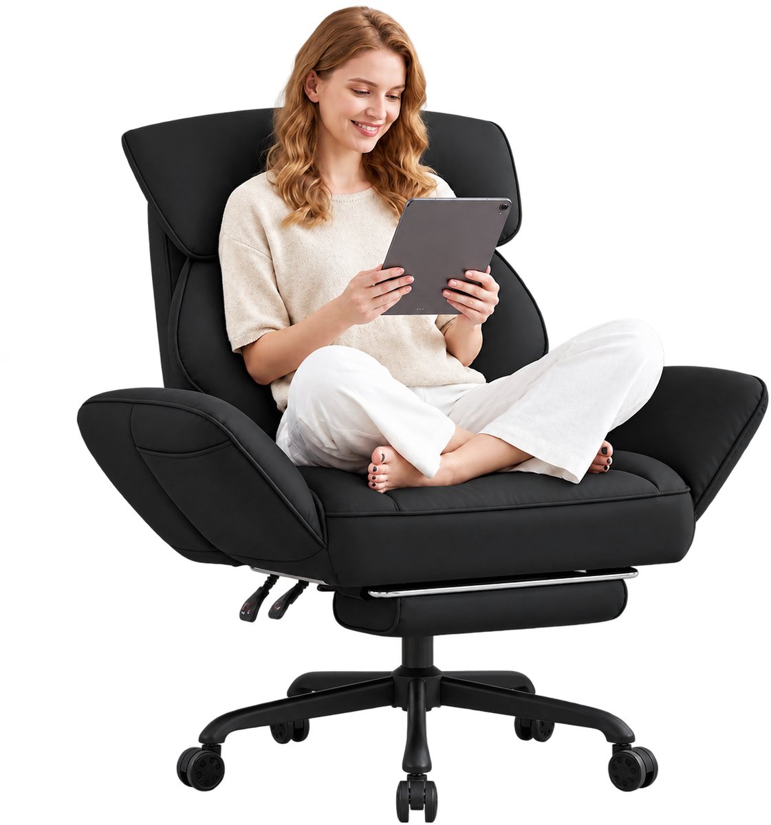 Dowinx gamestoel - Gamestoelen - Verstelbare Gamingstoel - Ergonomische Bureaustoel - Grote Bureaustoel - Game stoel massage - Bureaustoel pocketvering - Game bureaustoel - chair - PU - Zwart