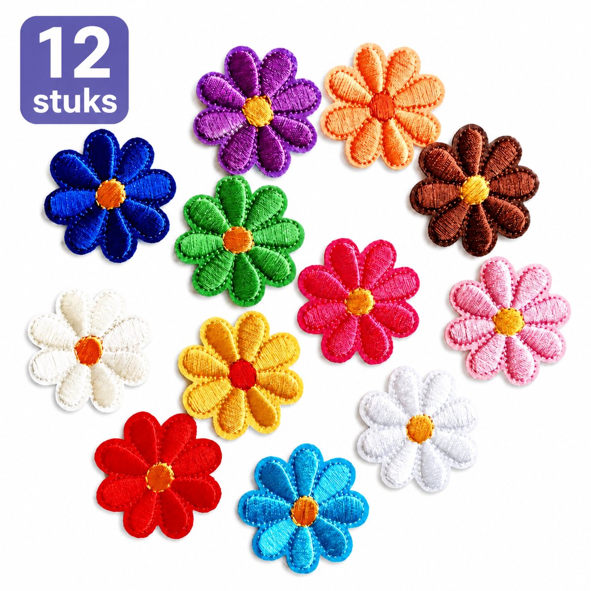 Strijkembleem Zonnebloem - Patches voor Kleding - 12 Stuks