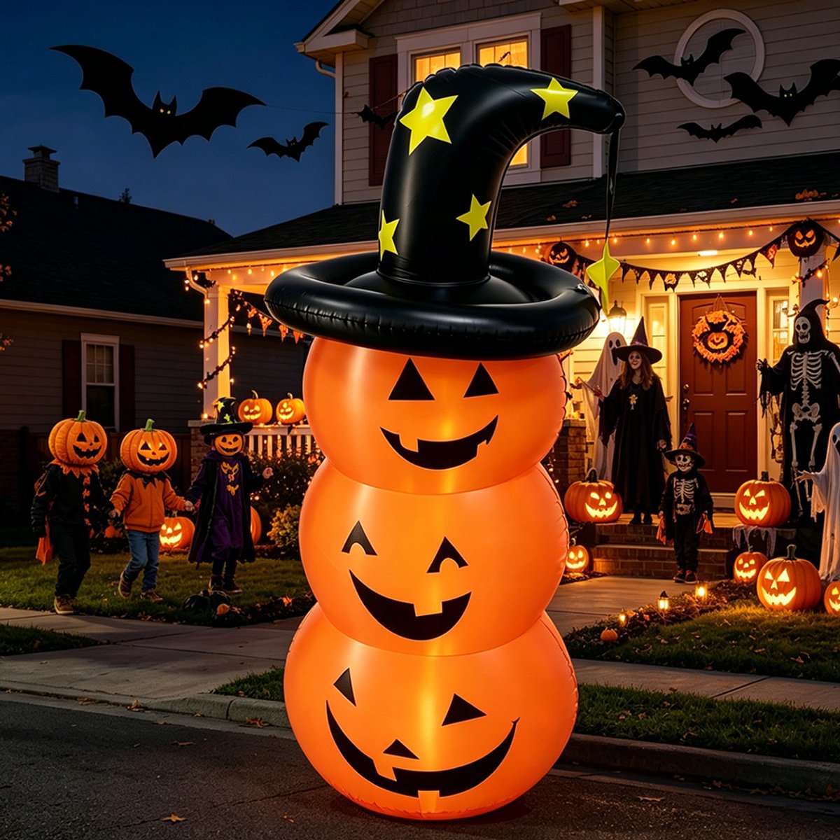 Halloween Opblaasbare Decoraties - 1.3M Pompoendecoratie Voor Indoor Outdoor Tuin Gazon Party