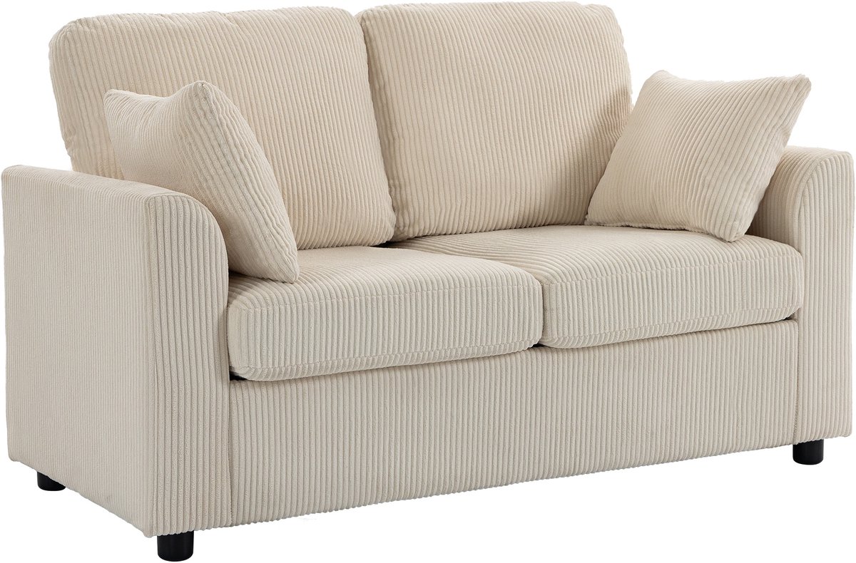 HOMCOM Tweezitsbank - Corduroy (100% polyester) - 144 x 76 x 89 cm - Beige