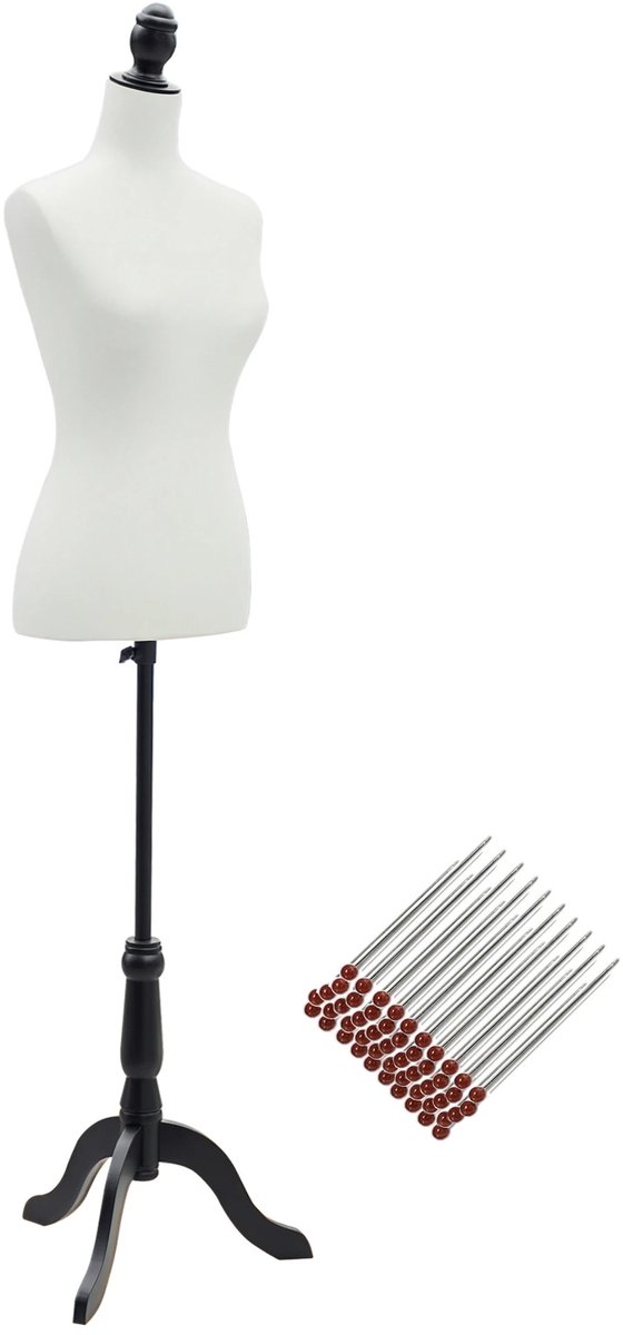 UrbanSelect naaimannequin - Paspop - Hoogte Verstelbaar tot 168cm - Spelbare Schuimkern - Vrouwelijke Pasvorm - Demonteerbaar - Wit