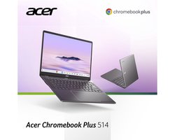 Acer Chromebook Plus 514 CB514-6HT-35SP - 14 inch Touchscreen - Core 3 - 8GB - 128GB - Verlicht toetsenbord - Grijs