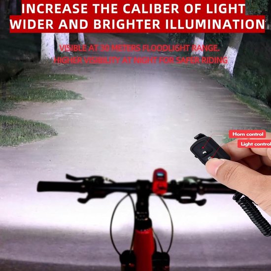 2-in-1 elektrische fietsclaxon en -lamp – 110 dB claxon met 5 geluidsmodi – Fietsverlichting - Fietsbel - Nachtverlichting - Waterdicht – Nachtritten - Geschikt voor volwassenen en mountainbikes - Blauw — afbeelding 4