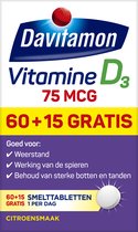Davitamon Vitamine D3 Forte - vitamine D3 volwassenen - Smelttablet 2 x 75 stuks - BUNDEL 2 STUKS