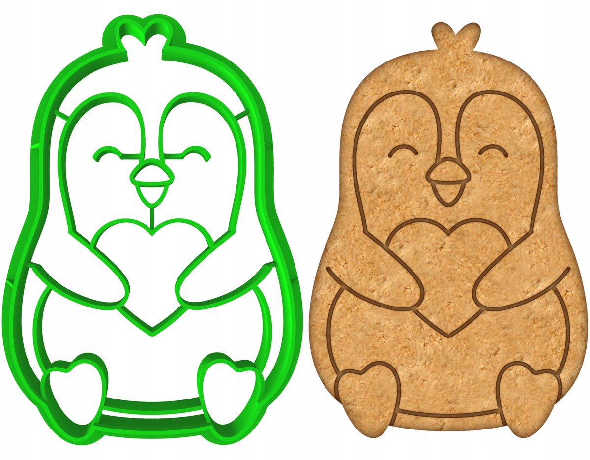 Valentijns Koekjesvorm Hart & Pinguïn - 8cm