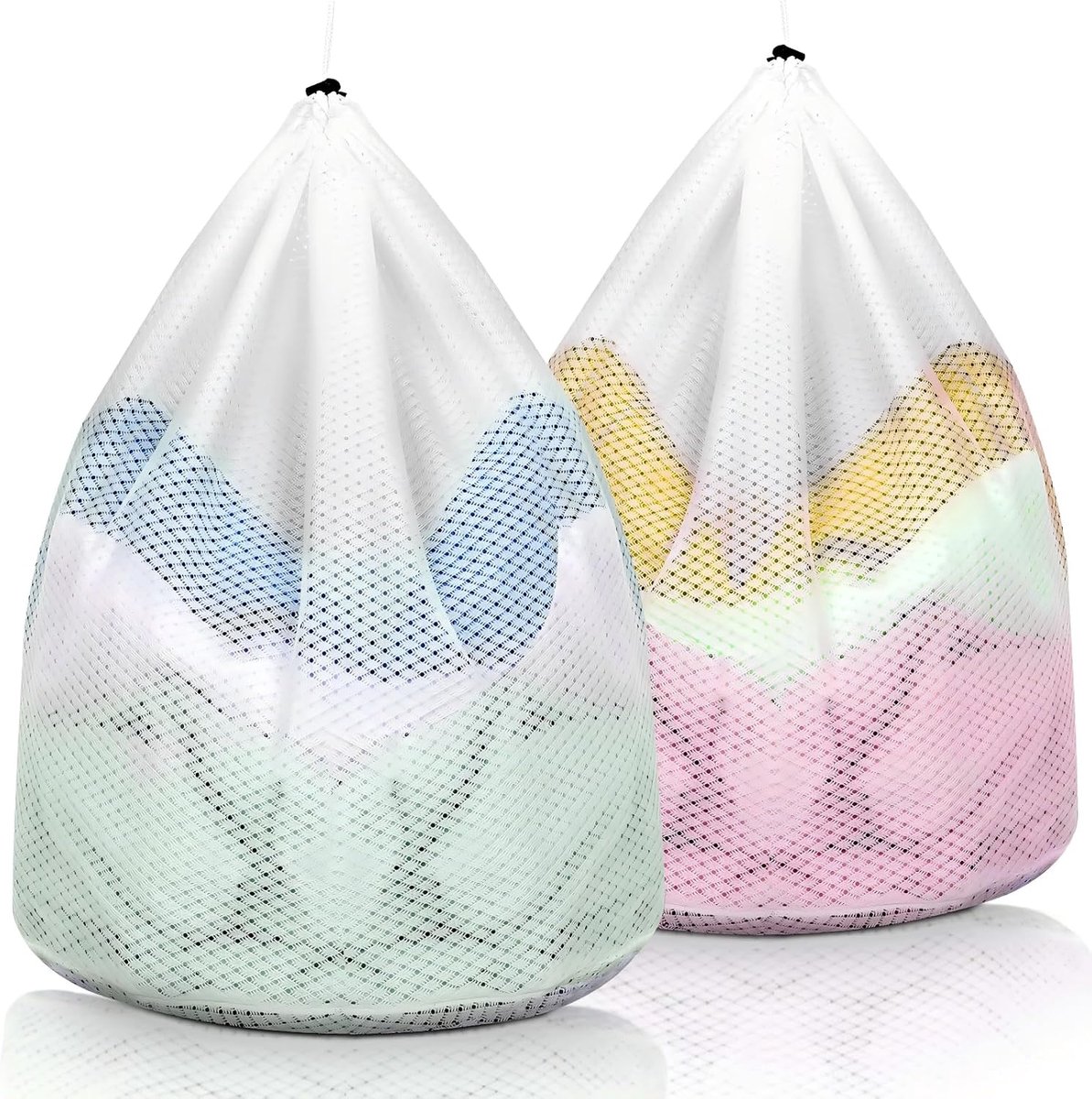 Waszak voor wasmachine 2 stuks, 40 x 50 cm, wasnet voor ondergoed en fijne was, waszak met trekkoord, netzak voor - ShopVlot