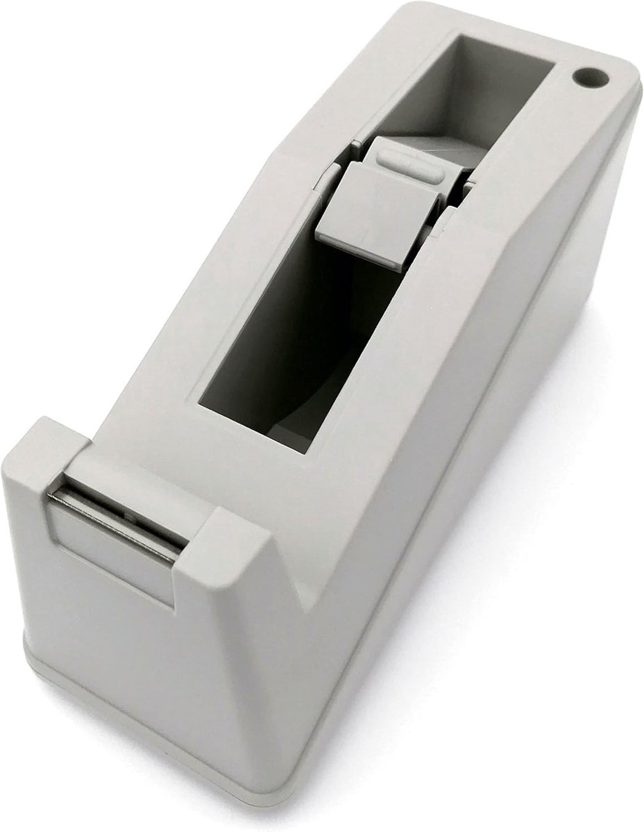 Plakbanddispenser - Grijs - 7,2 x 19,3 x 9 cm - Professionele Tafelplakbandhouder met Antislip Onderkant - Voor Kantoor en Thuis
