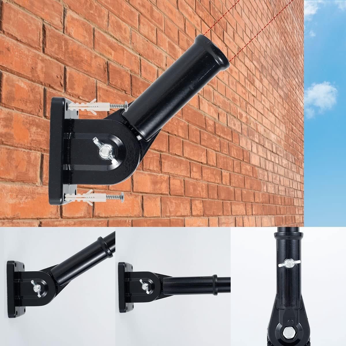 Vlaggenmast - Zwart - 1,8 m - Roestvrij Staal met Aluminium Basis - Voor Binnen en Buiten