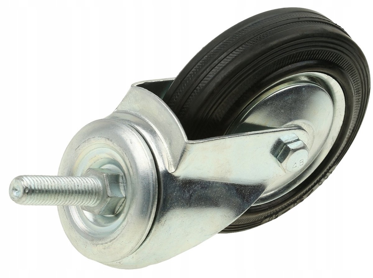 Zwenkbaar Zwenkwiel 100mm Rubber 70kg Schroefdraad M12 Transport