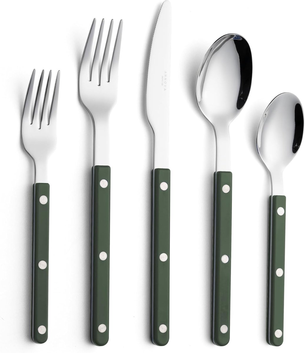 Bestekset 10-delig - kleurrijk roestvrijstaal - retro design - perfect voor diners