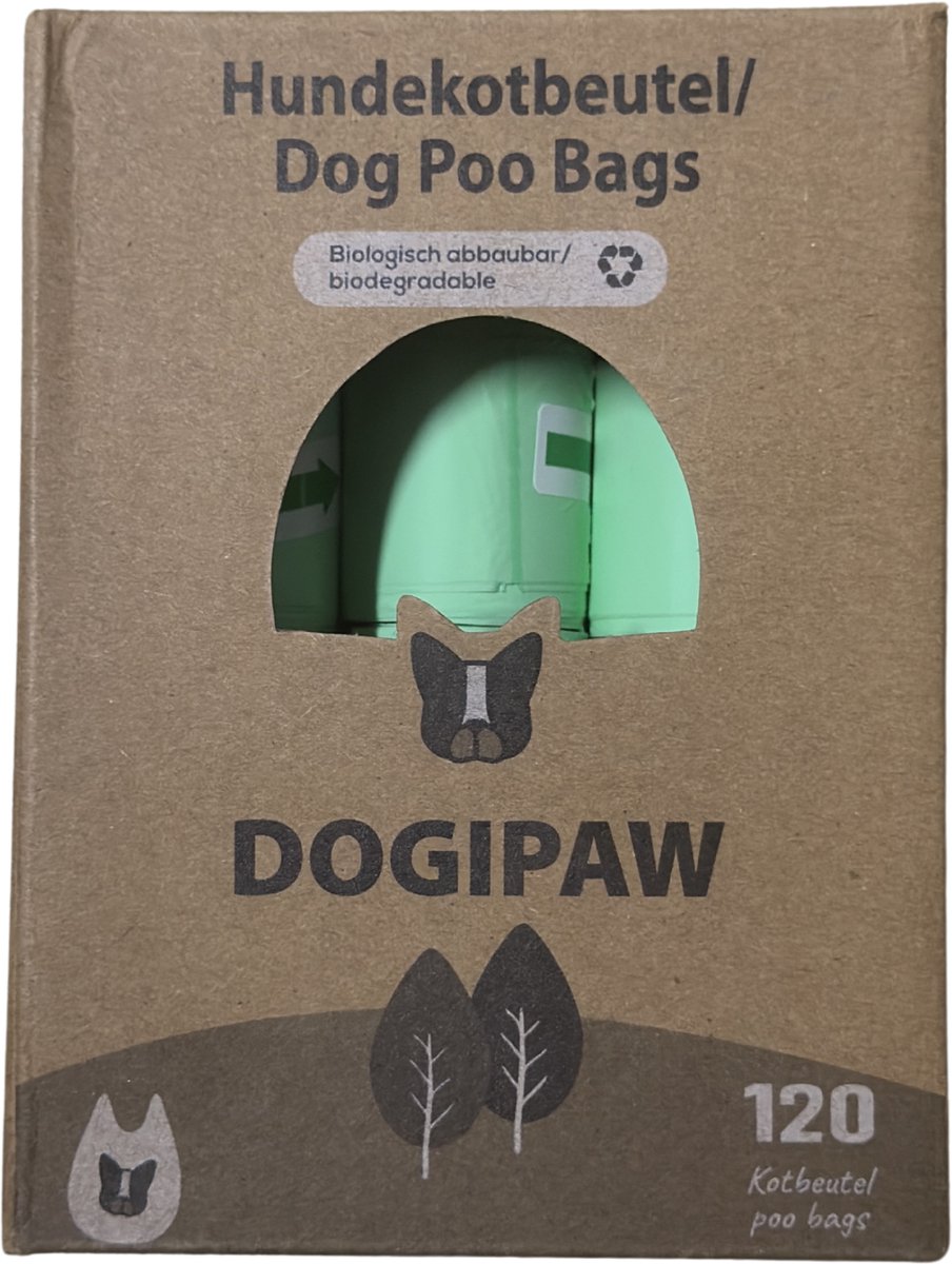 Dogipaw hondenpoep zakjes biologisch afbreekbaar 120 stuks