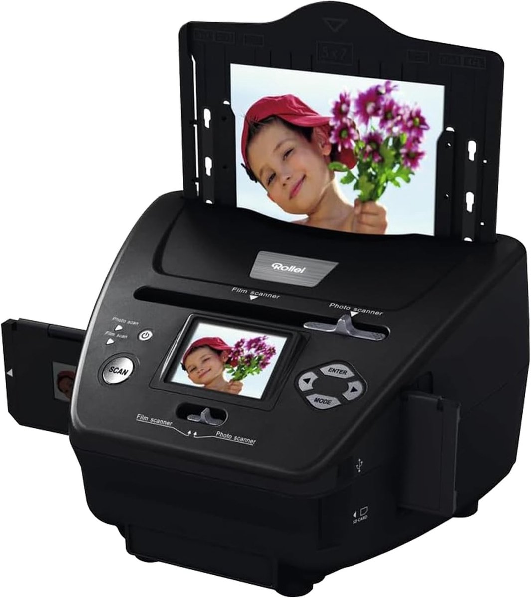Fotoscanner naar digitaal - Zwart - Multi-scanner voor foto's, dia's en negatieven - Inclusief beeldbewerkingssoftware - Voor snel digitaliseren