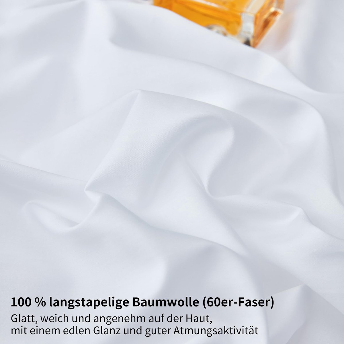YASMENG Hoeslaken, 100 x 200 cm, katoen-satijn, wit bedlaken, 100% langstapelig katoen, verkoelend, zacht, ademend - ShopVlot