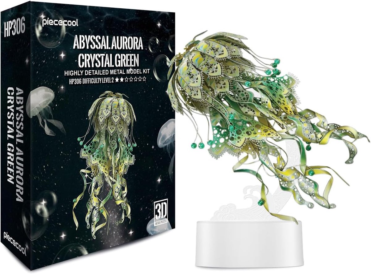 Piececool 3D Puzzle Metal Jellyfish Lamp, Model Kit for Adults, with Power Connection, 3D Puzzle for 430 Stainless - ShopVlot