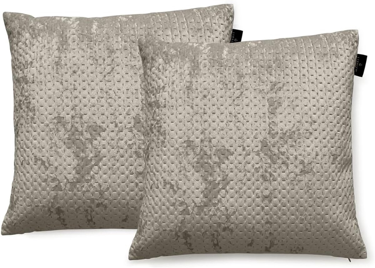 Velvet Sierkussens - taupe 50x50cm - Set van 2 - ShopVlot