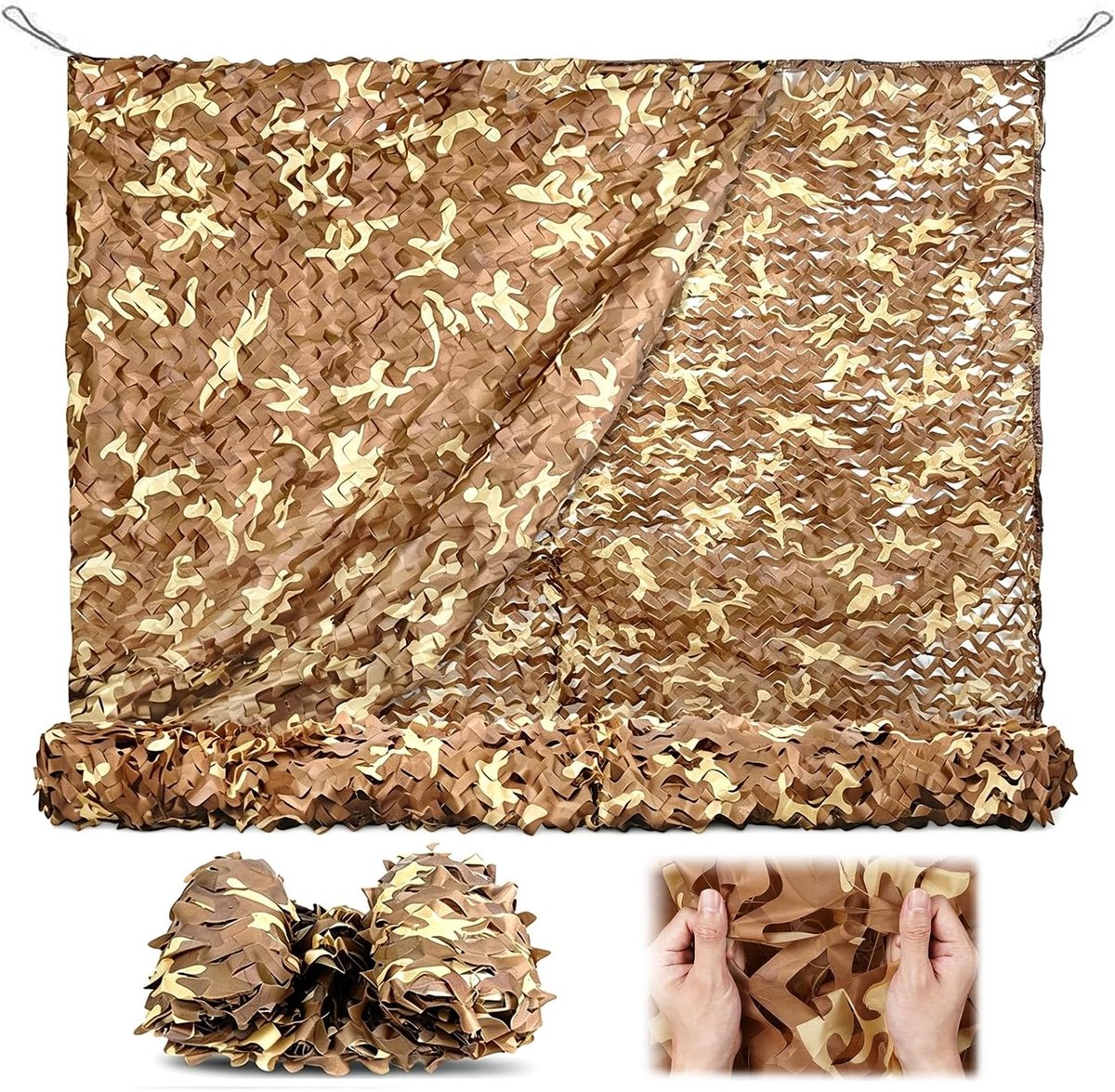 Camouflage net desert camouflage net (3x4m), double thickness 420D, sun protection hunting cover, ideal for garden - ShopVlot
