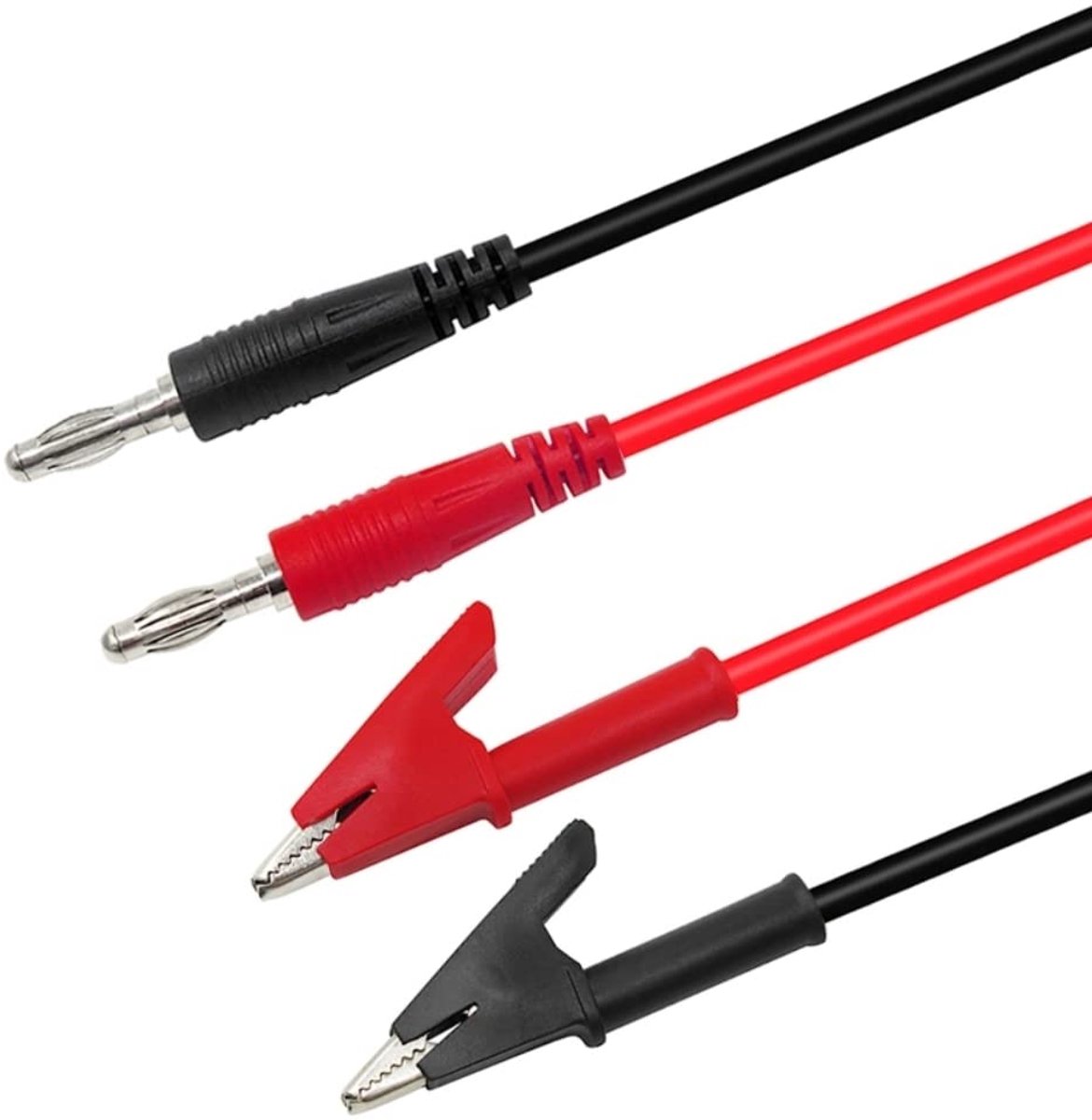2pcs 15A 4mm Banana Connector for Alligator Clip Test Probe Cable Line - Red + Black - ShopVlot
